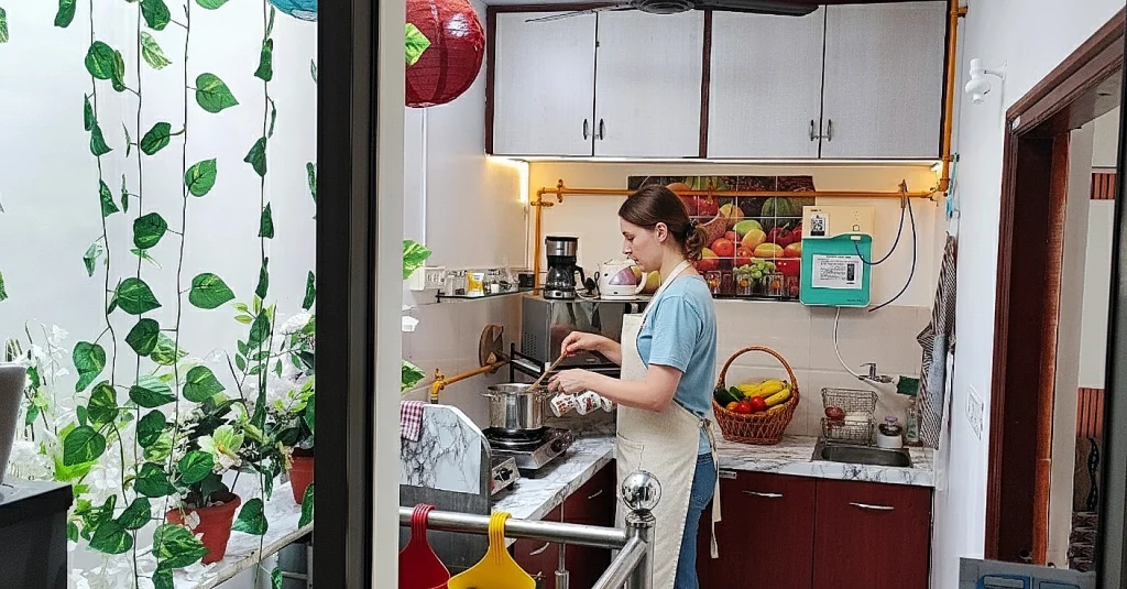 A Chef’s Paradise: fully-equipped kitchen 5 Guest Cooking Food