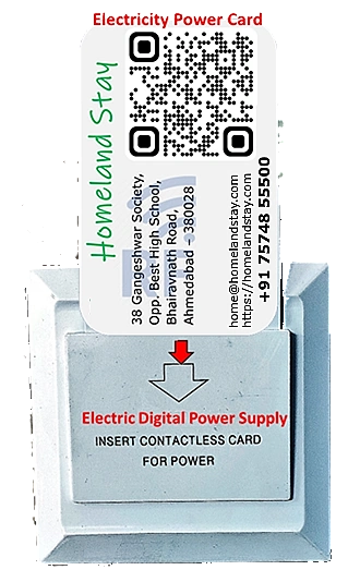 The white smart card inserted into the electricity switch slot